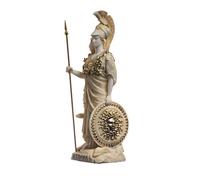 BeautifulGreekStatues Atenea con Búho Medusa Sosteniendo Escudo Diosa Griega Estatua De Alabastro Dorado 17 cm