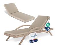 Beautissu 2pcs Cojines de Tumbona para Muebles de Jardin Impermeable Secado | 190x60cm beige resistente a la intemperie secado rapido lavable cojin de exterior acolchado colchoneta Deckchair
