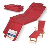 Beautissu 2X Cojin Colchoneta Tumbona Exterior desenfundable para Hamaca | 175x45x5cm Rojo cómoda para Jardín y Playa lujo funda extraíble LoftLux DC