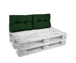 Beautissu 2X Cojines para Palets de Respaldo Silla 60x40 cm Verde Oscuro - 10 cm de Espesor Cojines Sofa Palets Exterior y Interior - Robustos Cuidado Fácil - Eco Style