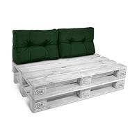 Beautissu 2X Cojines para Palets de Respaldo Silla Exterior Interior | 60x40cm 10cm de espesor verde oscuro robustos cuidado fácil sofá Eco cojín muebles jardín Style
