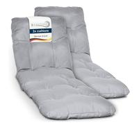 Beautissu 2X Colchoneta Tumbona Exterior 190x60x8 cm Flair RL - Resistente a los Rayos UV - Acolchado Cojin Tumbona Exterior Jardín y Playa con Copos Espuma - Gris Claro