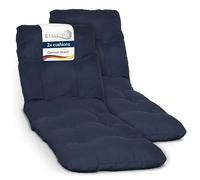 Beautissu 2X Colchoneta Tumbona Exterior 190x60x8 cm Flair RL - Resistente a los Rayos UV - Acolchado Cojin Tumbona Exterior Jardín y Playa con Copos Espuma - Azul Marino