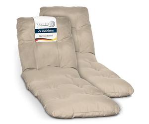 Beautissu 2X Colchoneta Tumbona Exterior 190x60x8 cm Flair RL - Resistente a los Rayos UV - Acolchado Cojin Tumbona Exterior Jardín y Playa con Copos Espuma - Natural