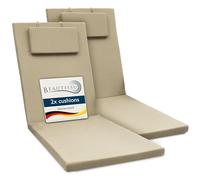 Beautissu 2X Colchoneta Tumbona Exterior 200x60x5 cm Loft RL - Cojin Tumbona Exterior Jardín o Playa - Resistente a los Rayos UV, Lavable Acolchada Elegante - Natural