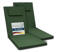 Beautissu 2X Colchoneta Tumbona Exterior 200x60x5 cm Loft RL - Cojin Tumbona Exterior Jardín o Playa - Resistente a los Rayos UV, Lavable Acolchada Elegante - Verde Oscuro