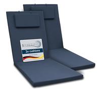 Beautissu 2X Colchoneta Tumbona Exterior Jardín Playa Resistente Rayos UV | 200x60x5cm azul oscuro lavable acolchada elegante cojín relleno hamaca Loft RL