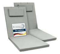 Beautissu 2X Colchoneta Tumbona Exterior Jardín Playa Resistente Rayos UV | 200x60x5cm gris claro lavable acolchada elegante cojín relleno hamaca Loft RL