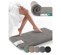 Beautissu BeauMare FL Alfombrilla Baño Antideslizante y Absorbente 100x60 cm - Alfombra Óptica Shaggy Adecuada para Suelo Radiante - Alfombrilla de Baño Gris Claro Mullida para Ducha, Bañera e Inodoro