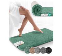 Beautissu BeauMare FL Alfombrilla Baño Antideslizante y Absorbente 120x70 cm - Alfombra Óptica Shaggy Adecuada para Suelo Radiante - Alfombrilla de Baño Verde Mullida para Ducha, Bañera e Inodoro
