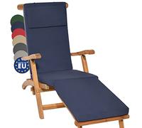 Beautissu cojín colchoneta Tumbona Exterior desenfundable para Hamaca Playa | 175x45x5cm Azul Oscuro y cómoda para Jardín lujo funda acolchado sillón cubierta LoftLux DC