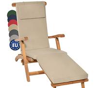 Beautissu cojín colchoneta Tumbona Exterior desenfundable para Hamaca Playa | 175x45x5cm natural y cómoda para Jardín funda acolchado lujo LoftLux DC
