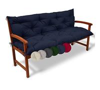 Beautissu Cojín de Banco Flair BR - Colchón con Respaldo para Bancos de jardín, terraza o balcón - 150x50x50 cm - Azul Marino