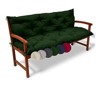 Beautissu Cojín de Banco Flair BR - Colchón con Respaldo para Bancos de jardín, terraza o balcón - 150x50x50 cm - Verde Oscuro