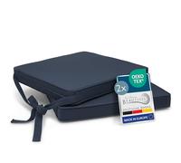 Beautissu cojín de Silla Juego de 2 Antideslizante con Correas de fijación | 45x40cm azul de asiento para sillas almohadilla de tapicería cojines acolchado cocina Loft SK