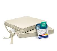 Beautissu cojín de Silla Juego de 2 Antideslizante con Correas de fijación | 45x40cm beige de asiento para sillas almohadilla de tapicería cojines acolchado cocina Loft SK