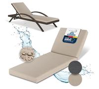 Beautissu Cojín de Tumbona para Muebles de Jardín Impermeable Secado Rápido | 190x60cm Beige Resistente a la Intemperie Lavable de Exterior Cojines colchoneta Deckchair