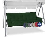 Beautissu Cojín para Columpio de Jardín 180x50x8 cm Flair HS - Cojín de Exterior con 2 Cojines - Colchoneta para Banco de Jardín, Relleno de Copos de Espuma - Verde Oscuro