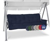 Beautissu Cojín para Columpio de Jardín 180x50x8 cm Flair HS - Cojín de Exterior con 2 Cojines - Colchoneta para Banco de Jardín, Relleno de Copos de Espuma - Azul Marino
