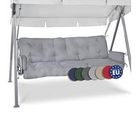 Beautissu Cojín para Columpio de Jardín 180x50x8 cm Flair HS - Cojín de Exterior con 2 Cojines - Colchoneta para Banco de Jardín, Relleno de Copos de Espuma - Gris Claro