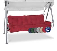 Beautissu Cojín para Columpio de Jardín 180x50x8 cm Flair HS - Cojín de Exterior con 2 Cojines - Colchoneta para Banco de Jardín, Relleno de Copos de Espuma - Rojo
