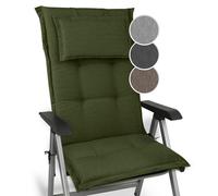 Beautissu Cojín para Sillas de Balcón con Respaldo Alto 120x52x7 cm - Almohadillas para Exterior, Tumbonas y Terrazas - HighLux HL - Verde Oscuro - Hecho en la UE