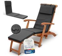 Beautissu Cojín para Tumbona Set de 2 Impermeable Resistente al Clima | 175x45cm antracita colchón de secado rápido almohadilla de jardín exterior tumbonas Color acolchado colchoneta Deckchair