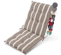 Beautissu cojín Silla jardín con Respaldo bajo Antideslizante Exterior | 100x50cm rayas beige blanco acolchado 8cm grosor resistencia UV Premium tela cojines terraza asiento Sun-NL