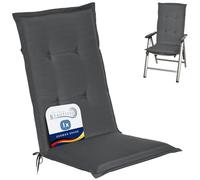 Beautissu Cojín sillas Jardín Exterior con Respaldo Alto, terraza Placas | 120x50x6cm antracita compactas de gomaespuma Cojines Antracite muebles relleno espuma Loft HL