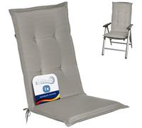 Beautissu Cojín sillas Jardín Exterior con Respaldo Alto, terraza Placas | 120x50x6cm gris claro compactas de gomaespuma Cojines muebles relleno espuma Loft HL
