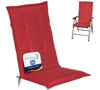 Beautissu Cojín sillas Jardín Exterior con Respaldo Alto, terraza Placas | 120x50x6cm rojo compactas de gomaespuma Cojines muebles asiento Loft HL