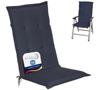Beautissu cojín sillas jardín para terraza o Exterior con Respaldo Alto | 120x50x6cm azul marino placas compactas de gomaespuma cojines acolchado asiento relleno Loft HL