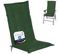 Beautissu cojín sillas jardín para terraza o Exterior con Respaldo Alto | 120x50x6cm verde oscuro placas compactas de gomaespuma cojines acolchado asiento relleno Loft HL