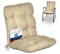 Beautissu Cojín Sillas Jardín Terraza Exterior con Respaldo Bajo Relleno | 100x50x8cm natural de copos de gomaespuma para Cojines asiento almohadon Flair NL