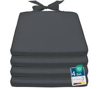 Beautissu Cojines para sillas de Comedor e Jardin Set de 4 Cojines Pia - 40-45x40x5 cm - sillas Mimbre y Asientos con Fundas Lavables - Gris Grafito