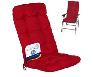 Beautissu Cojines sillas Jardín Exterior Asiento con Respaldo Alto Relleno | 120x50x8cm rojo de copos de gomaespuma para terraza cojín almohadon Flair HL