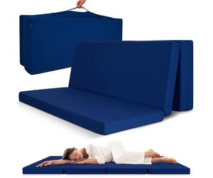 Beautissu Colchón Plegable 100x200cm Funda de Microfibra - Cuna de Viaje Ahorra Espacio Colchoneta 10cm Grosor - Colchones Azul Marino para Invitados Furgoneta Camper con Asa y Cierre Velcro - Campix