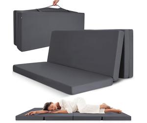 Beautissu Colchón Plegable 100x200cm Funda de Microfibra - Cuna de Viaje Ahorra Espacio Colchoneta 10cm Grosor - Colchones Antracita para Invitados Furgoneta Camper con Asa y Cierre Velcro - Campix