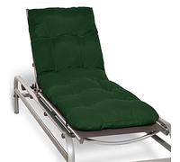 Beautissu Colchoneta Tumbona Exterior 190x60x8 cm Flair RL - Resistente a los Rayos UV - Acolchado Cojin Tumbona Exterior Jardín y Playa con Copos Espuma - Verde Oscuro