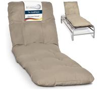 Beautissu Colchoneta Tumbona Exterior Jardín Playa Resistente Rayos UV | 190x60x8cm natural acolchado cojín con copos espuma a los UV y hamaca silla plegable Flair RL