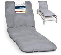 Beautissu Colchoneta Tumbona Exterior Resistente a los Rayos UV, Jardín | 190x60x8cm gris claro acolchado cojín con copos espuma Playa silla plegable hamaca Flair RL