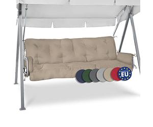 Beautissu Flair HS 180x50x8 cm Colchón y Cojines rellenos de espuma de poliuretano, para Columpio/Balancín (Columpio NO Incluido) Hollywood para Banco jardín Natural