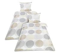 Beautissu Josi 2 Juegos de Ropa de Cama de Franela de 100% algodón 135x200 cm - Sábanas con 2 Fundas de Almohada 80x80 cm y 2 Fundas Nórdicas 135x200 cm - Ropa de Cama Beis con Cremallera