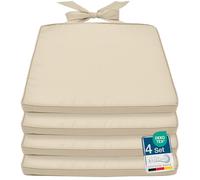 Beautissu Juego de 4 cojines para sillas de comedor, cojines de asiento de 45 x 40 x 5 cm con funda lavable y cremallera, cojines de asiento para patio, sillas de comedor, cocina, muebles de jardín