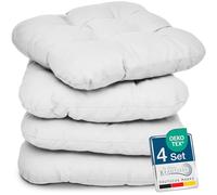 Beautissu Lisa Set de 4 Cojines para Sillas 40x40x8 cm - Juego de Cojines para Sillas de Comedor, Sillas de Jardin, Sofas, Camas etc - Cojín Blanco con Relleno Voluminoso y Cómodo