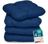 Beautissu Lisa Set de 4 Cojines para Sillas 40x40x8 cm - Juego de Cojines para Sillas de Comedor, sillas de Jardin, Sofas, Camas etc - Cojín Azul Marino con Relleno Voluminoso y Cómodo