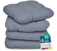 Beautissu Lisa Set de 4 Cojines para Sillas 40x40x8 cm - Juego de Cojines para Sillas de Comedor, Sillas de Jardin, Sofas, Camas etc - Cojín Gris con Relleno Voluminoso y Cómodo