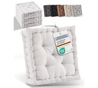Beautissu Lote de 4 Cojines de Suelo Asiento 100% algodón con asa Grueso