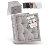 Beautissu Lote de 4 Cojines de Suelo Asiento 100% algodón con asa Grueso | 50x50cm Topo colchón Grueso 10cm Cojín de Silla Interior y Exterior Transporte Mila