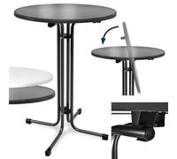 Beautissu Mesa Alta Plegable Redonda Robusta para Exteriores Bistró Altura | Ø70cm Negra resistente a intemperie pie ajustable en fácil montaje con soporte premontado cóctel arañazos estable Bellini